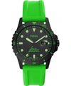 FOSSIL MEN'S FB-01 GREEN SILICONE STRAP WATCH 42MM
