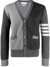 Thom Browne Milano Stitch Cotton Multi-colour 4 Bar Cardigan In 982 Tonal Grey