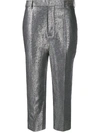 RICK OWENS METALLIC CROPPED TROUSERS