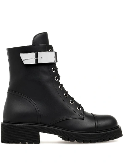 Giuseppe Zanotti Alexa Leather Combat Boots In Black