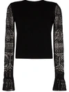 Alexander Mcqueen Ruffled Crochet-knit And Wool Sweater In Black