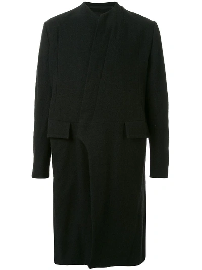 Julius Collarless Coat In Black