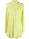 Bottega Veneta Quilted Silk Crepe De Chine Blouse In Acid/yellow