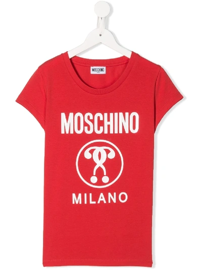 Moschino Teen Logo Print T-shirt In Red