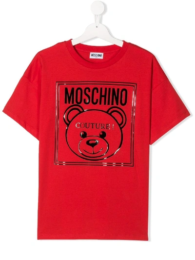 Moschino Teen Logo Print T-shirt In Red
