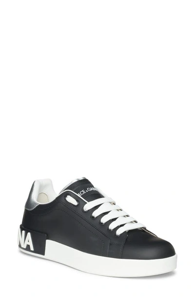 Dolce & Gabbana Black Nappa Leather Portofino Sneakers