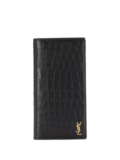 Saint Laurent Embossed Monogram Wallet In Black