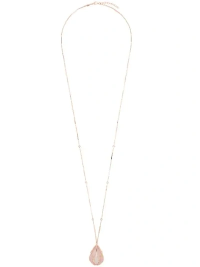 Jacquie Aiche 14k Rose Gold Caged Quartz Diamond Necklace