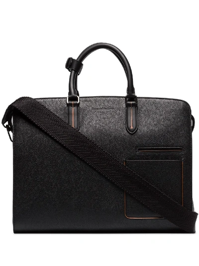 Ermenegildo Zegna Grained-leather Holdall Bag In Black