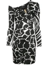 VERSACE ABSTRACT PRINT ONE SHOULDERED DRESS