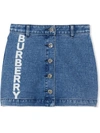 BURBERRY LOGO PRINT JAPANESE DENIM SKIRT