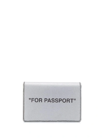 Off-white Reflective "passport" Holder In Silver