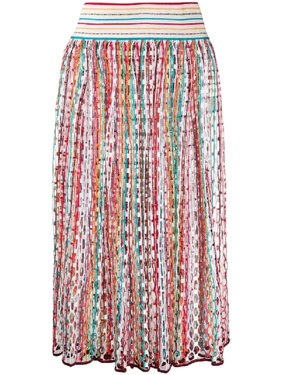 Missoni Striped-embroidery Midi Skirt In Orange