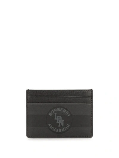 Burberry Logo Graphic London Check Card Case In Black
