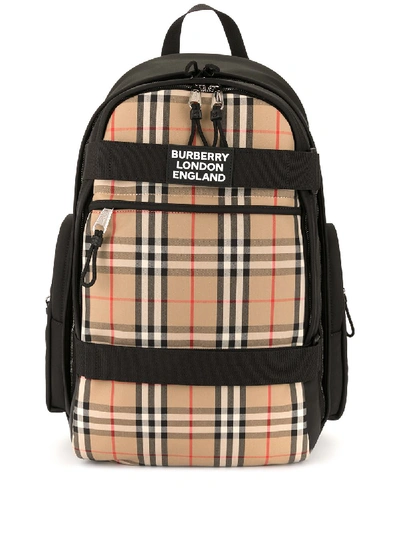 Burberry Large Vintage Check Panel Nevis Backpack In Brown