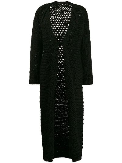 Pre-owned Yohji Yamamoto 1990s Knitted Coat In Black
