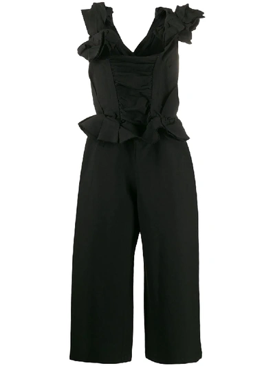 Pre-owned Comme Des Garçons 2000s Gathered Asymmetric Jumpsuit In Black