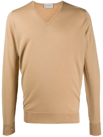 John Smedley Bobby Knitted V-neck Jumper In Neutrals