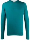 John Smedley Wool Long Sleeve Jumper In Green