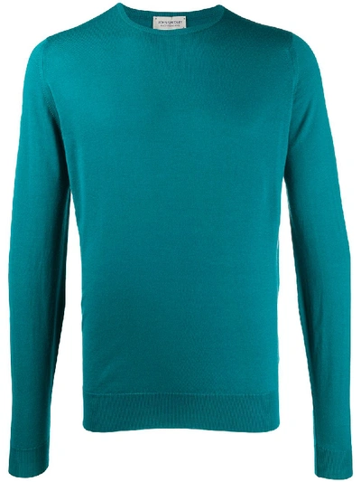 John Smedley Wool Long Sleeve Jumper In Green