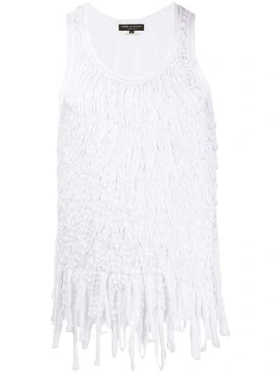 Pre-owned Comme Des Garçons 2000s Fringed Sleeveless Top In White