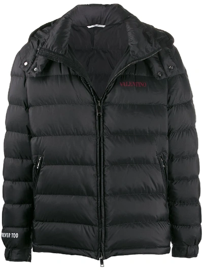 Valentino Moon Dust-print Quilted-down Jacket In Black