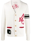Alexander Mcqueen Intarsia-knit V-neck Cardigan In Neutrals