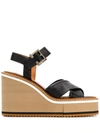 Clergerie Noemie Leather Wedge Sandals In Black