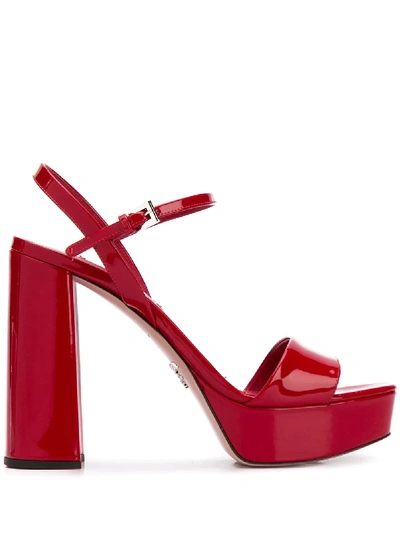Prada Chunky-heel Platform Sandals In 红色