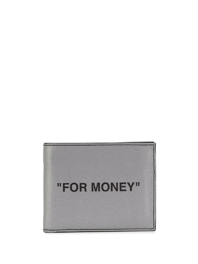 Off-white Quote Bifold Wallet In 银色