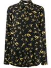 Ganni Floral Print Shirt In Black