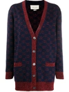 Gucci Navy & Red Lurex Interlocking G Cardigan