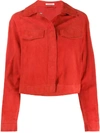 P.a.r.o.s.h Cropped Fringed Sleeve Jacket In Red