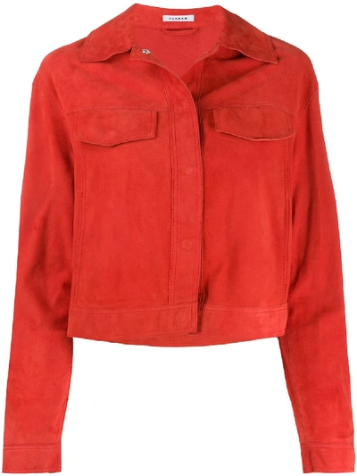 P.a.r.o.s.h Cropped Fringed Sleeve Jacket In Red
