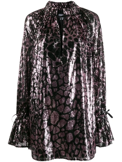 Redemption Pirata Animal-print Sequined Tulle Mini Dress In Pink