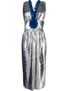 Marco De Vincenzo Ruffled Trim Midi Dress In Metallic
