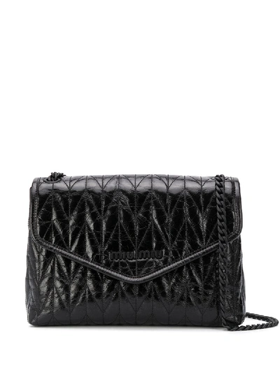 Miu Miu Matelassé Leather Shoulder Bag In 黑色