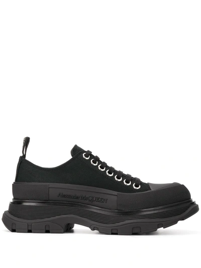 Alexander Mcqueen Black Canvas Tread Slick Platform Low Sneakers
