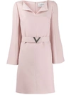 Valentino V Pavé Belted Dress In Pink