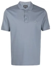 Giorgio Armani Logo Embroidered Polo Shirt In Blue