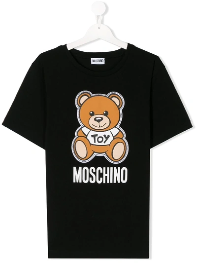 Moschino Teen Teddybear Print T-shirt In Black
