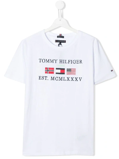 Tommy Hilfiger Junior Teen Flag Print T-shirt In White