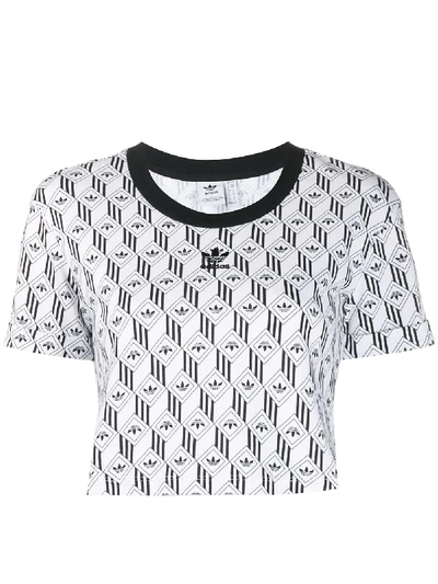 Adidas Originals Trefoil Monogram Cropped T-shirt In White