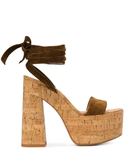 Gianvito Rossi Platform Ankle Wrap Sandals In Brown