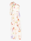 PETER PILOTTO FLORAL PRINT DRAPED SILK GOWN,20PSDR341018WHI14661736