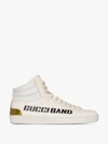 GUCCI NEUTRALS WHITE AND GOLD NEW ACE HIGH TOP SNEAKERS,59928102JK014590043