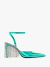 AREA TEAL 90 CRYSTAL CHANDELIER LEATHER PUMPS,RE20F0614425127