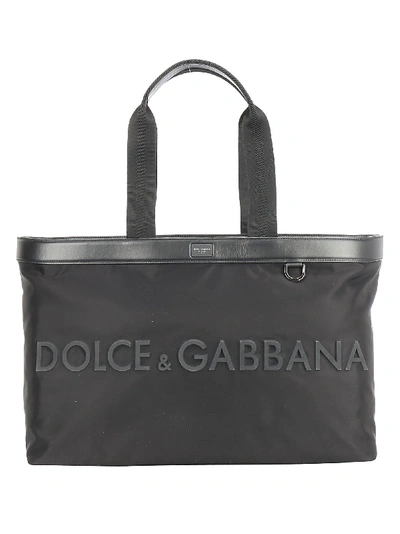 Dolce & Gabbana Shopping Bag In Nero/nero