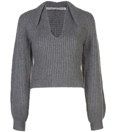 Alexander Wang V Neck Loose Fitted Sweater In Grey