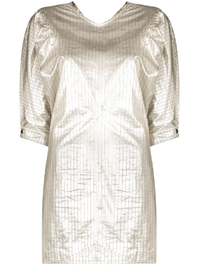 Isabel Marant Radela Metallic Pouf Sleeve Dress In 银色